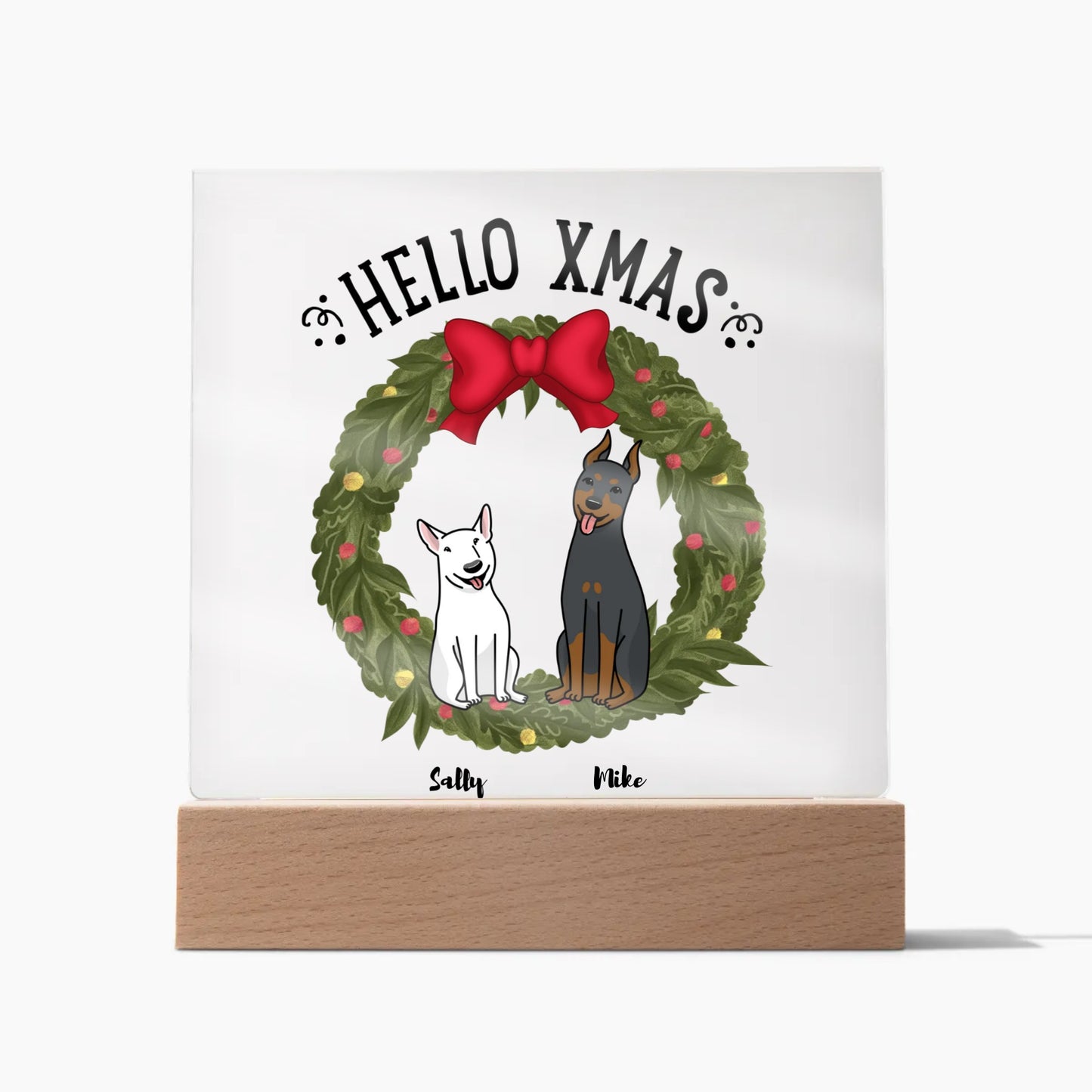 Hello Xmas - Dogs Acrylic Square Plaque