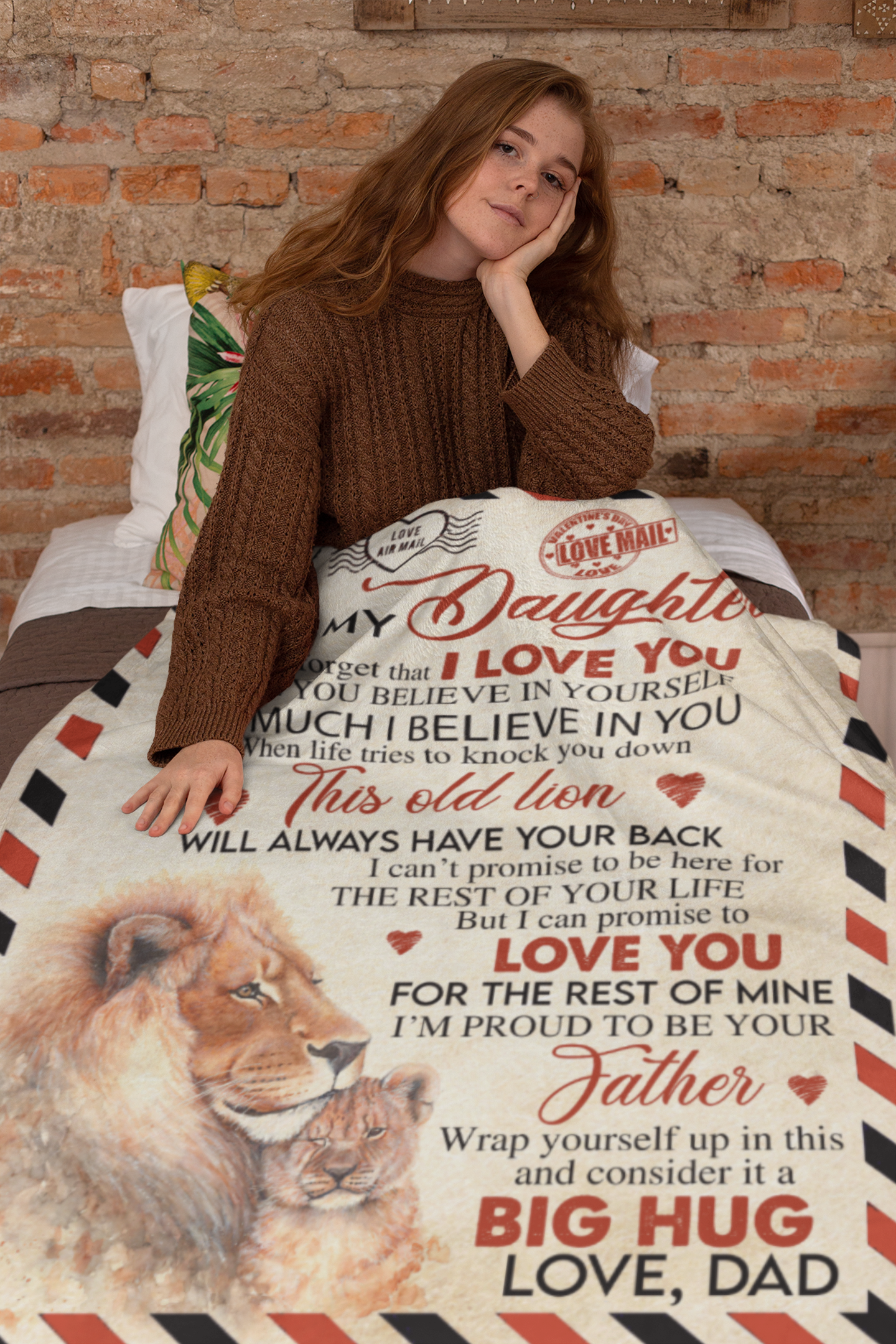 To My Daughter | Lion Blanket | Throw Blanket 50"x60" | Envelope | PF