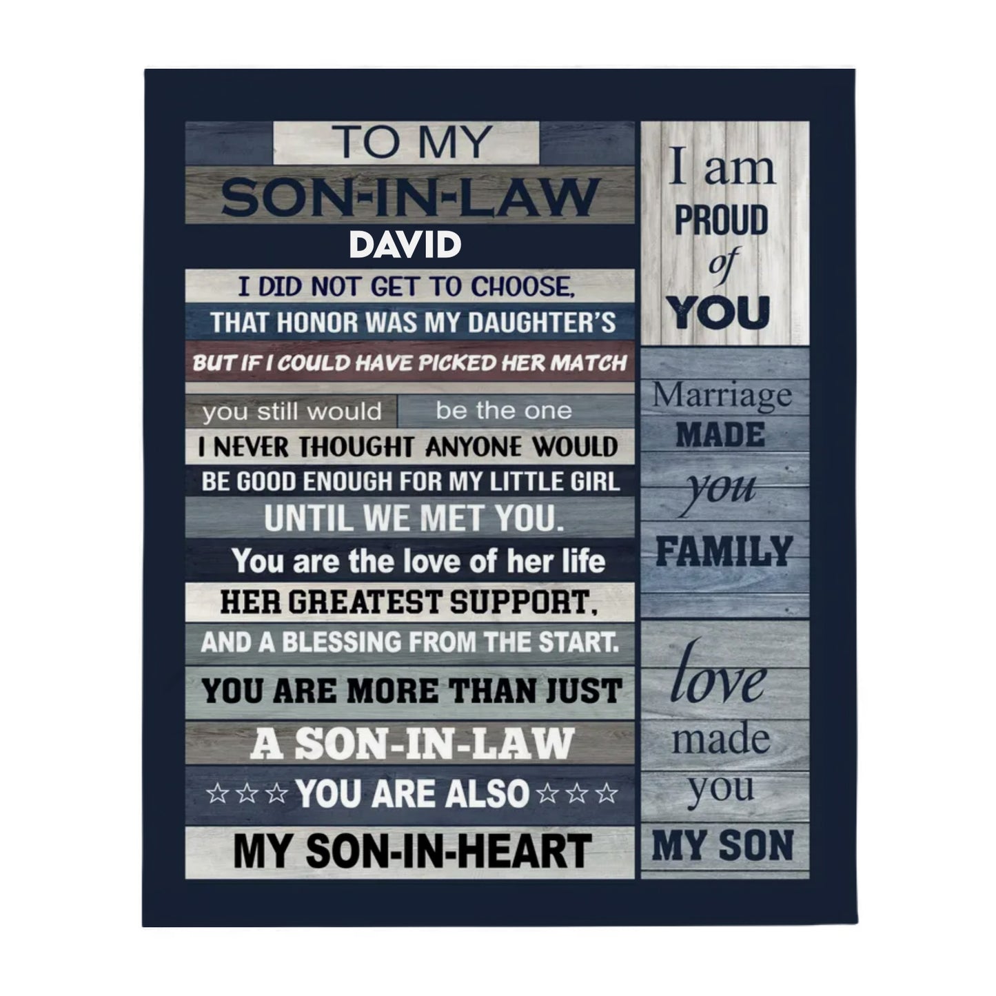 To my Son-in-Law | Greatest Support | Throw Blanket 50"x60"