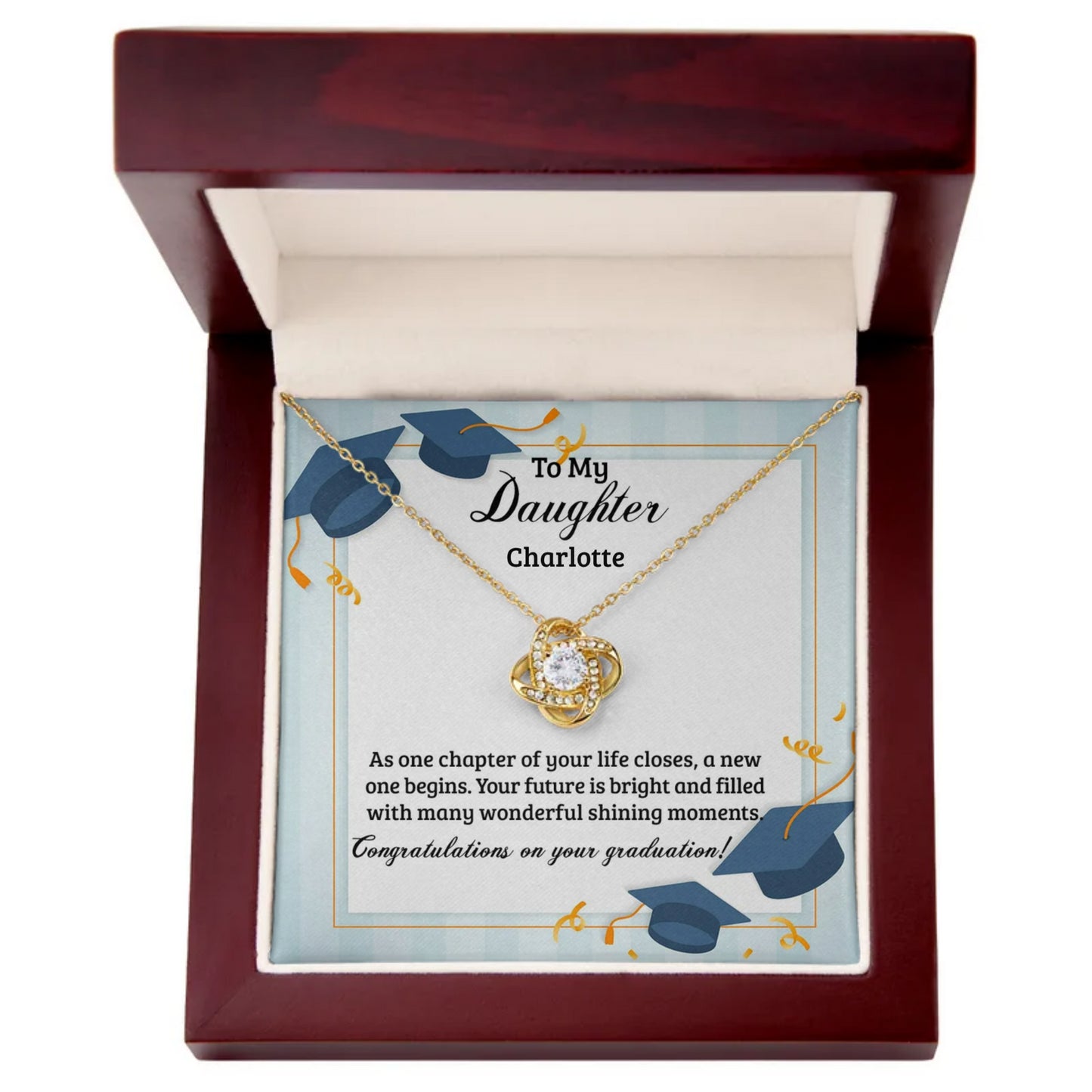 To My Daughter | Personalized Graduation | Love Knot Necklace