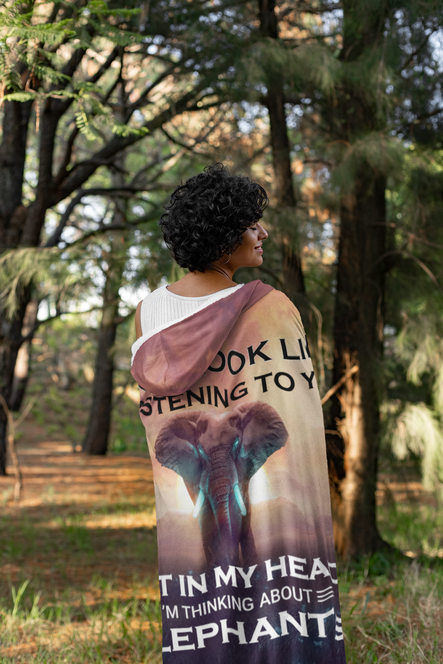 Thinking About Elephants | Premium Adult Hooded Blanket | AOP