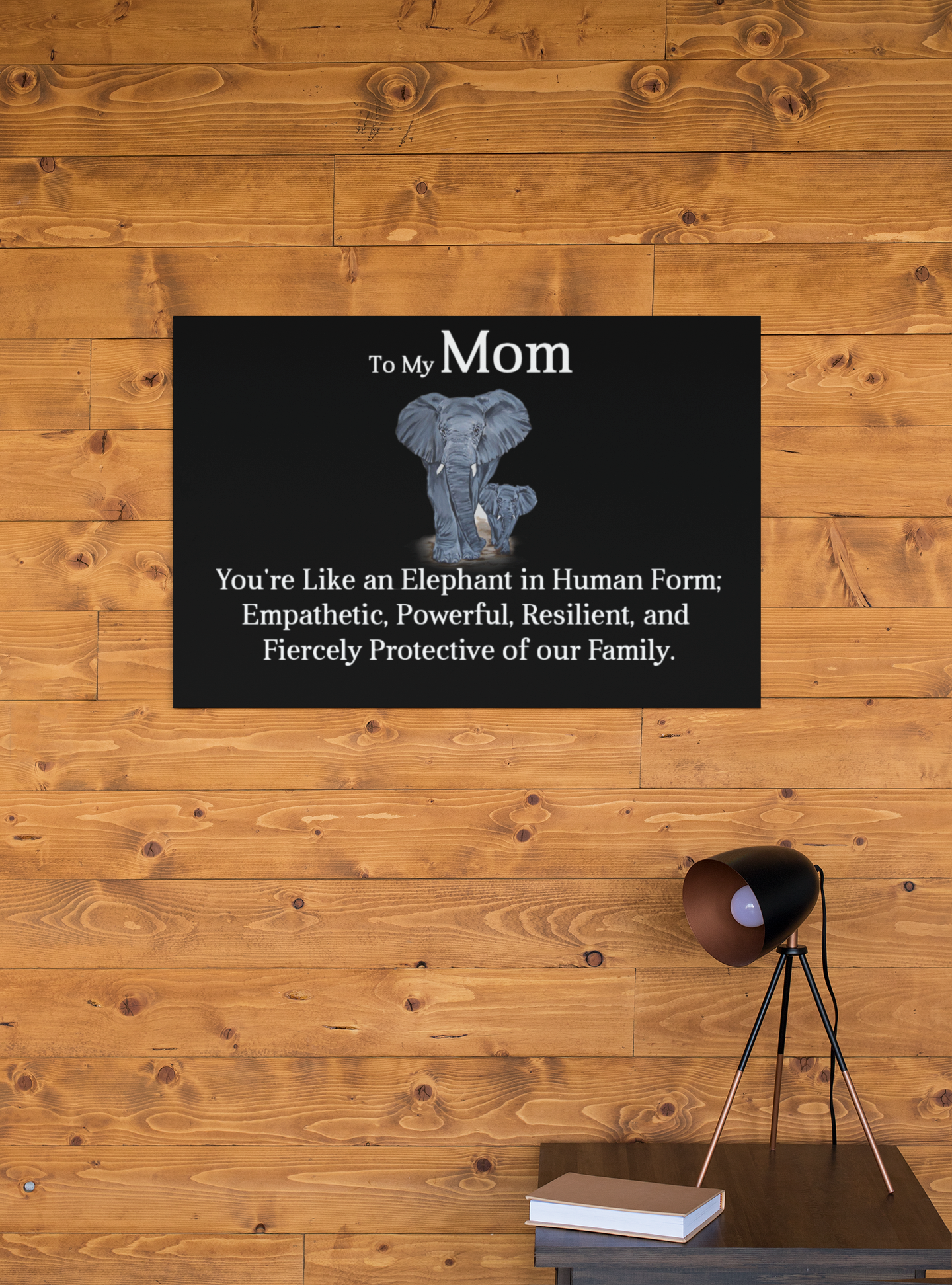 Canva - Elephant Fiercely Protective - Black Landscape Canvas .75in Frame