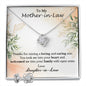 Mother in Law Birthday Gift Set, Mother of the Groom Wedding Necklace Set, Christmas and Mothers Day Present, Message Card to Mom in Law.