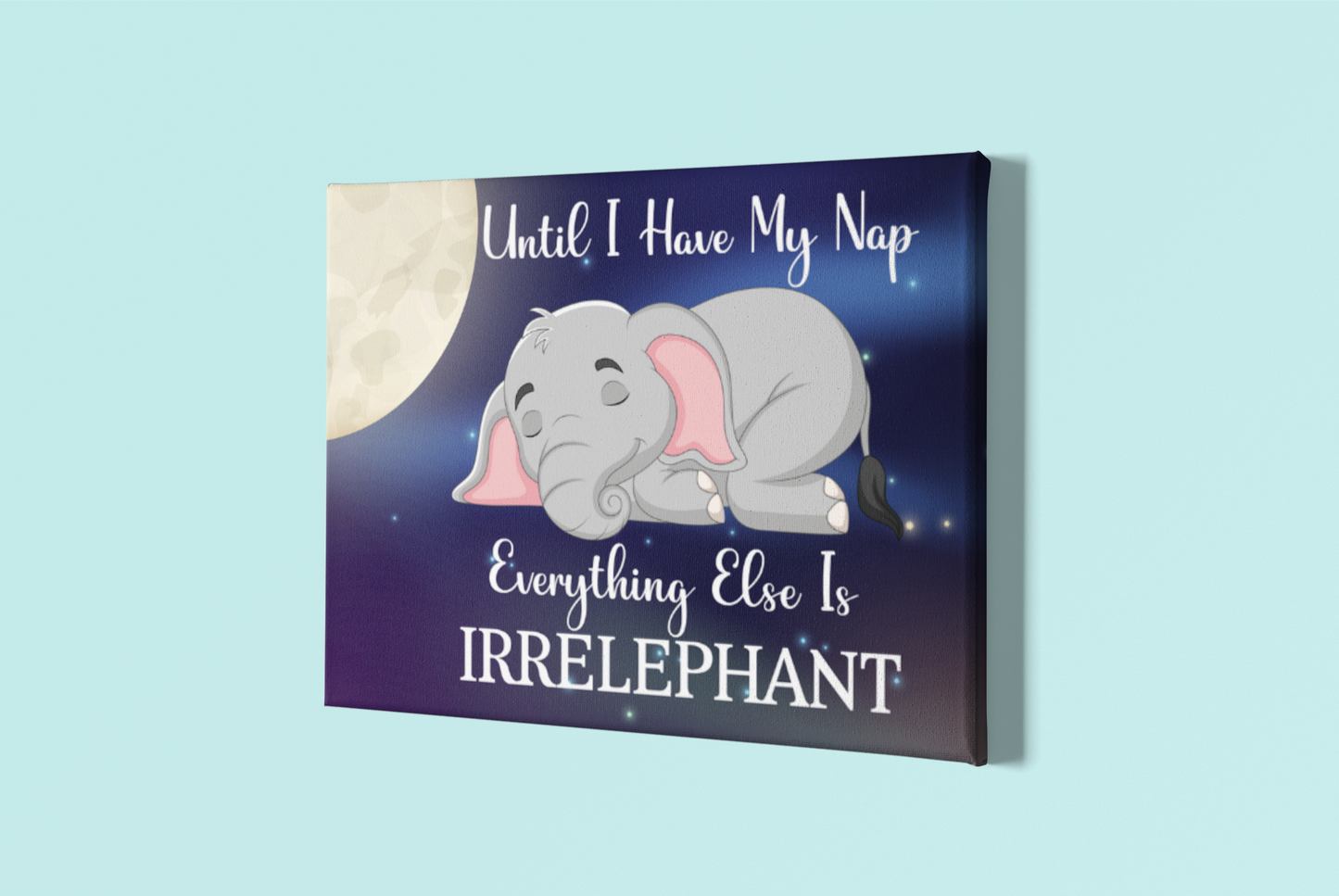 Canvas Landscape .75in Frame | Cool Funny Elephant | Nap Irrelephant | CC