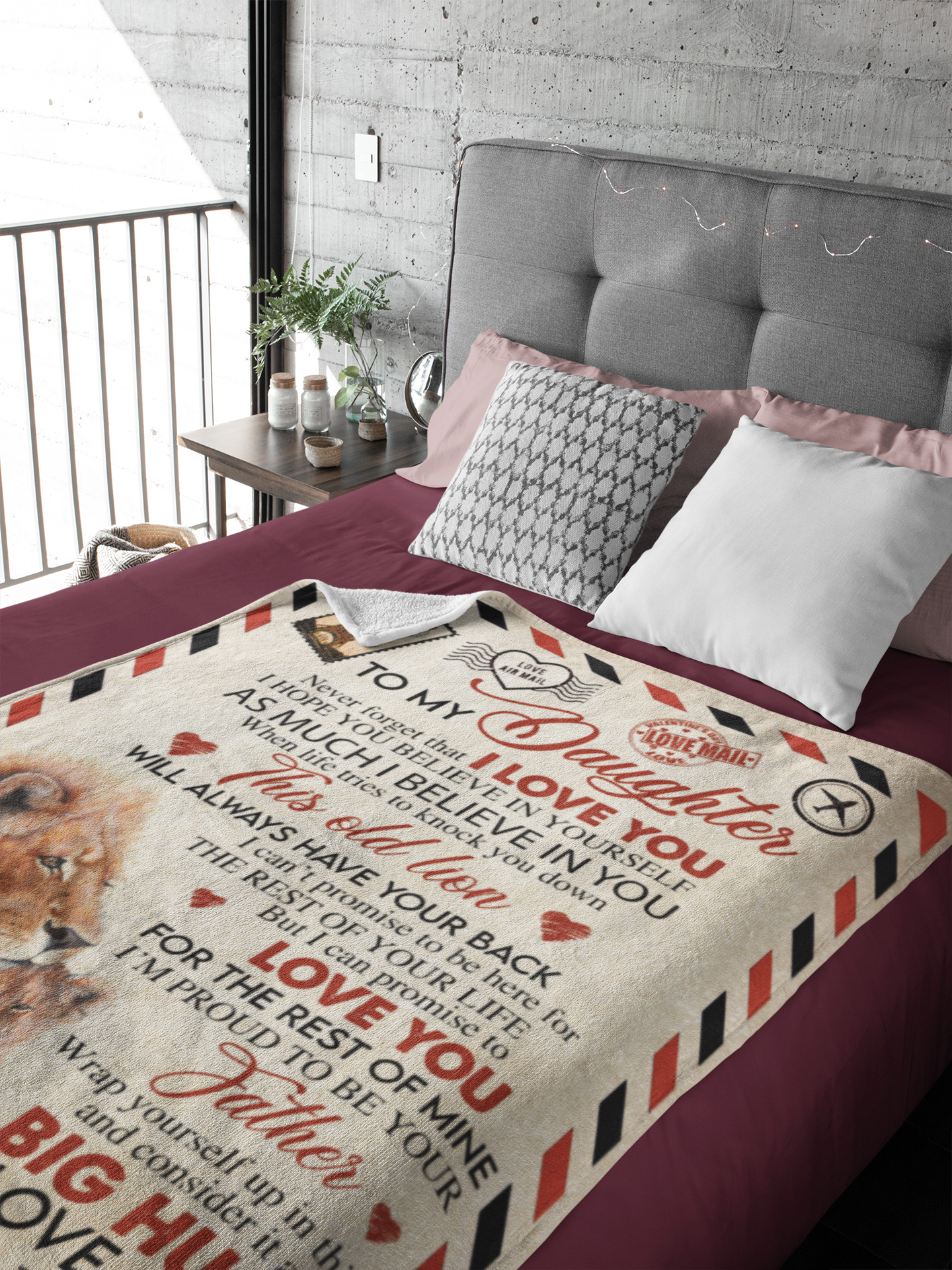 To My Daughter | Lion Blanket | Throw Blanket 50"x60" | Envelope | PF