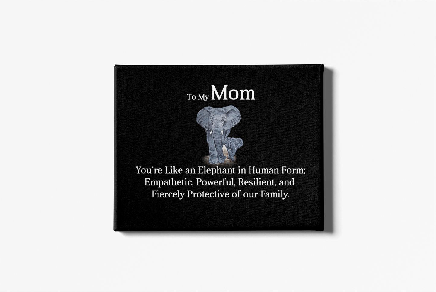 Canva - Elephant Fiercely Protective - Black Landscape Canvas .75in Frame