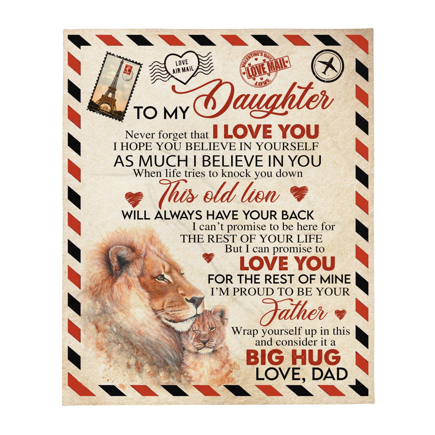 To My Daughter | Lion Blanket | Throw Blanket 50"x60" | Envelope | PF