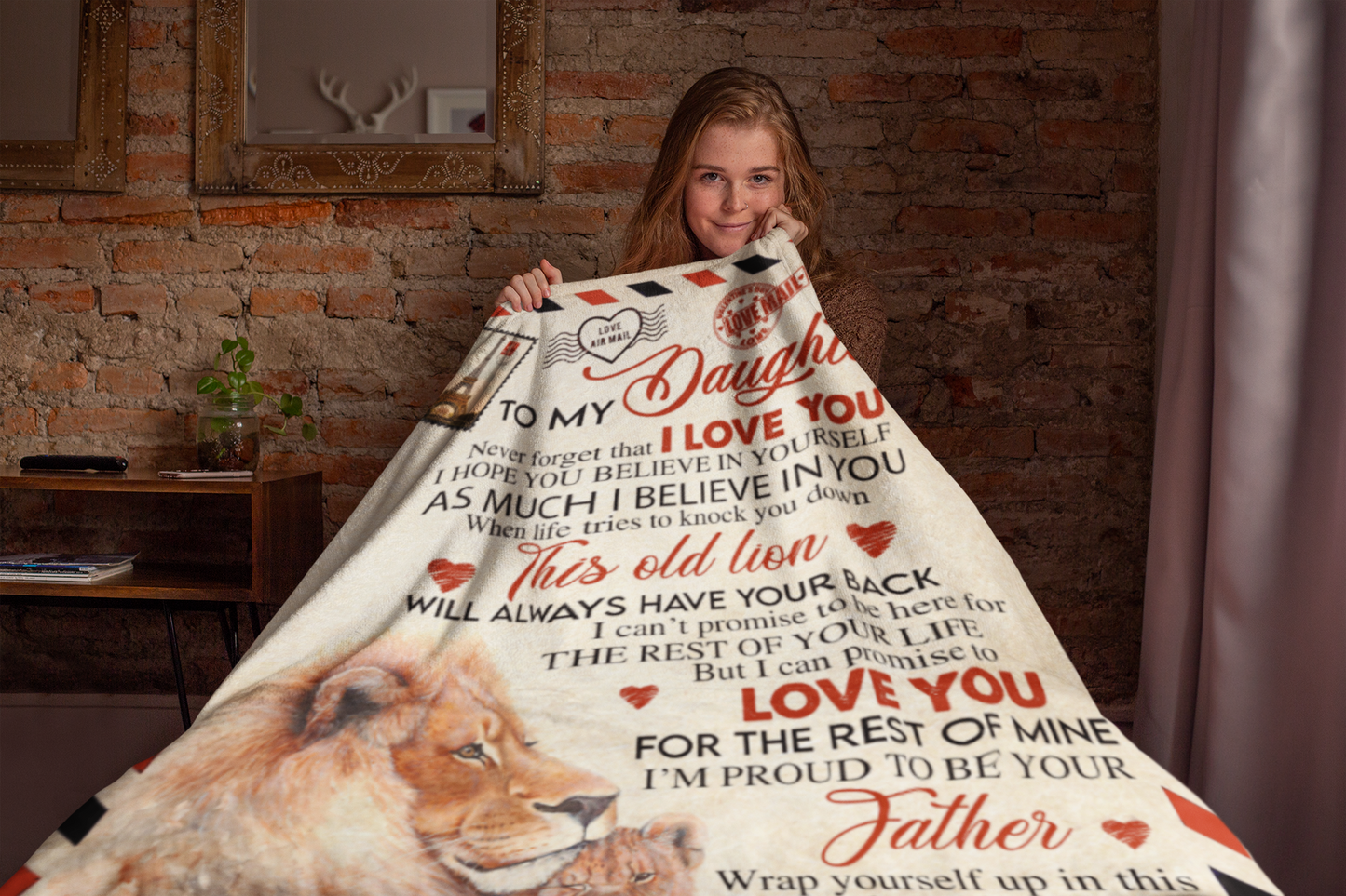 To My Daughter | Lion Blanket | Throw Blanket 50"x60" | Envelope | PF