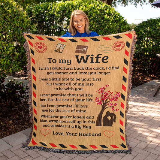 To My Wife - Big Hug - Heirloom Woven Blanket