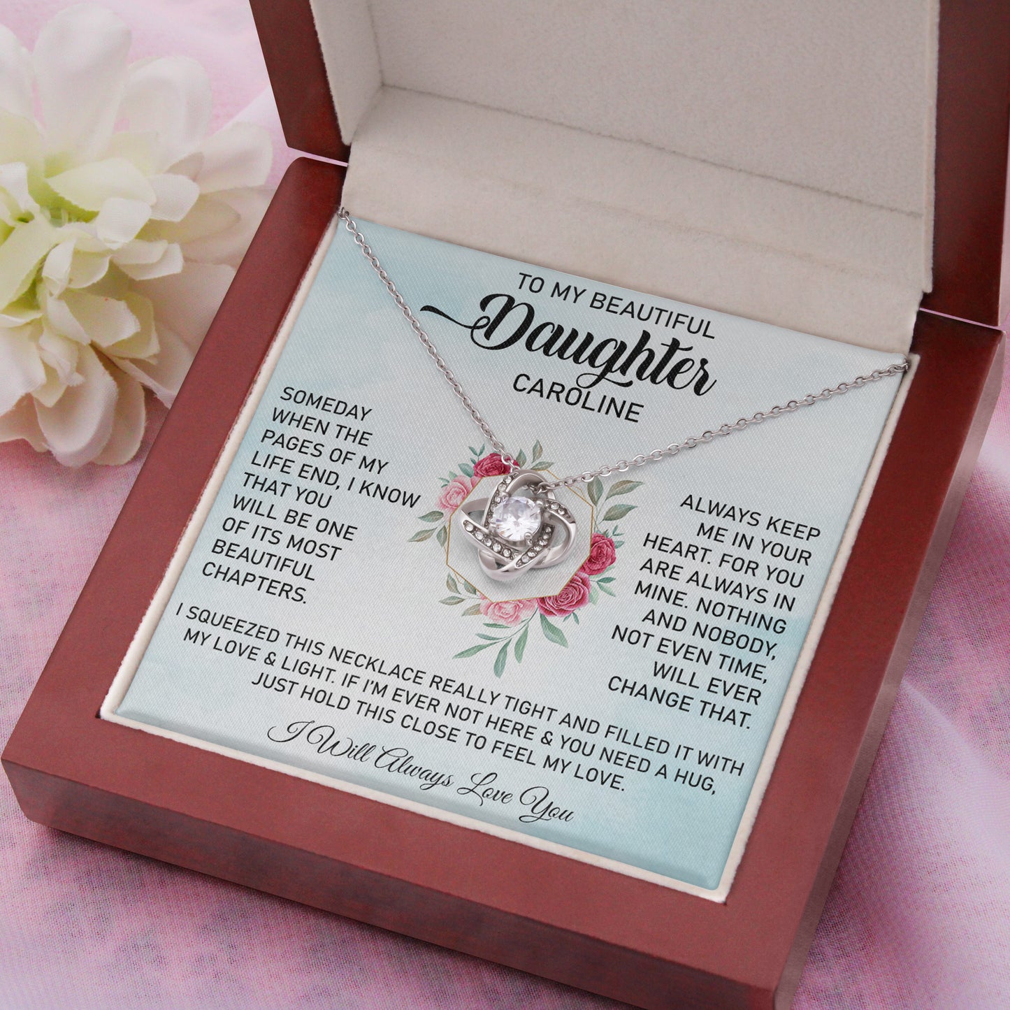 To My Daughter | Personalised Love Knot Necklace | Love & Light