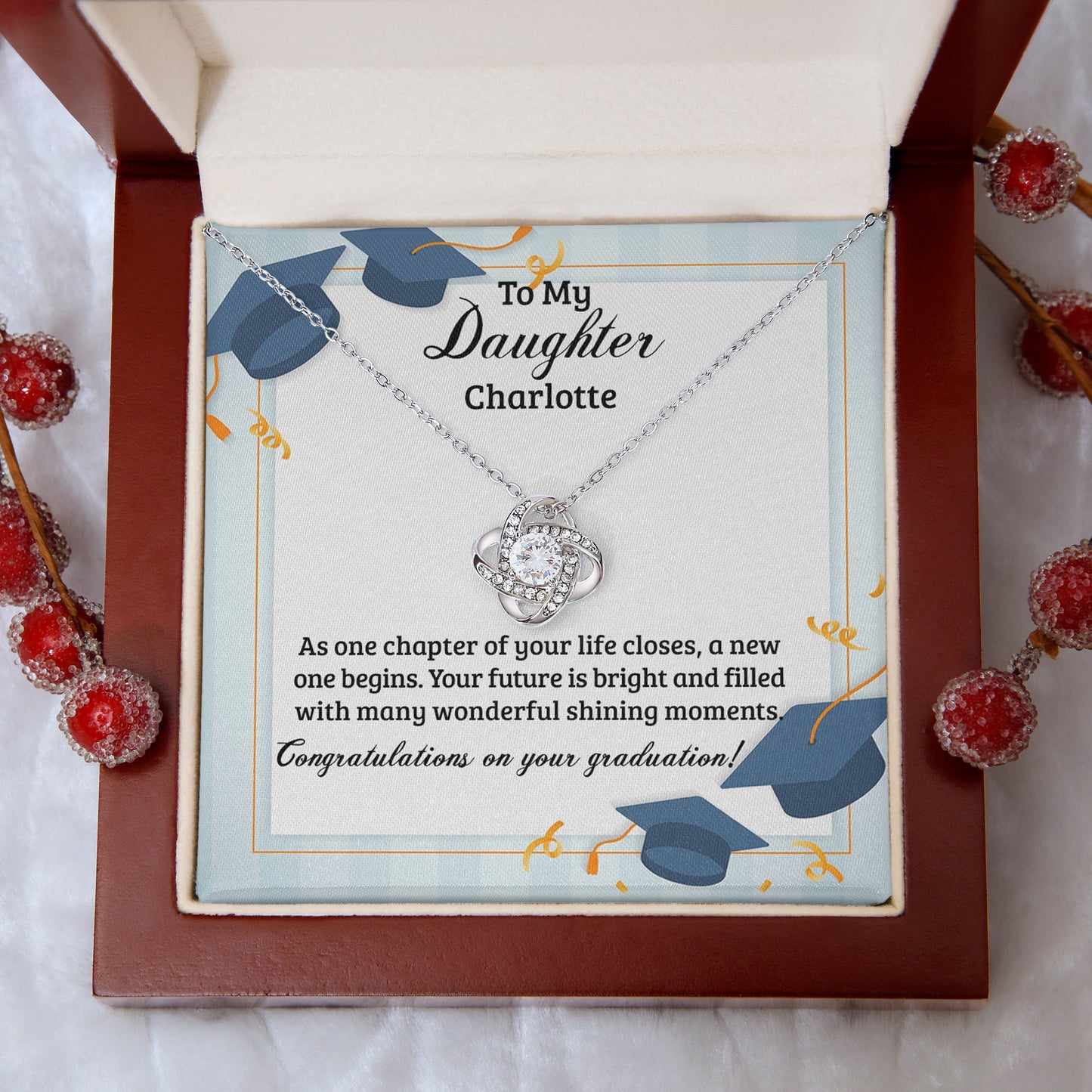To My Daughter | Personalized Graduation | Love Knot Necklace
