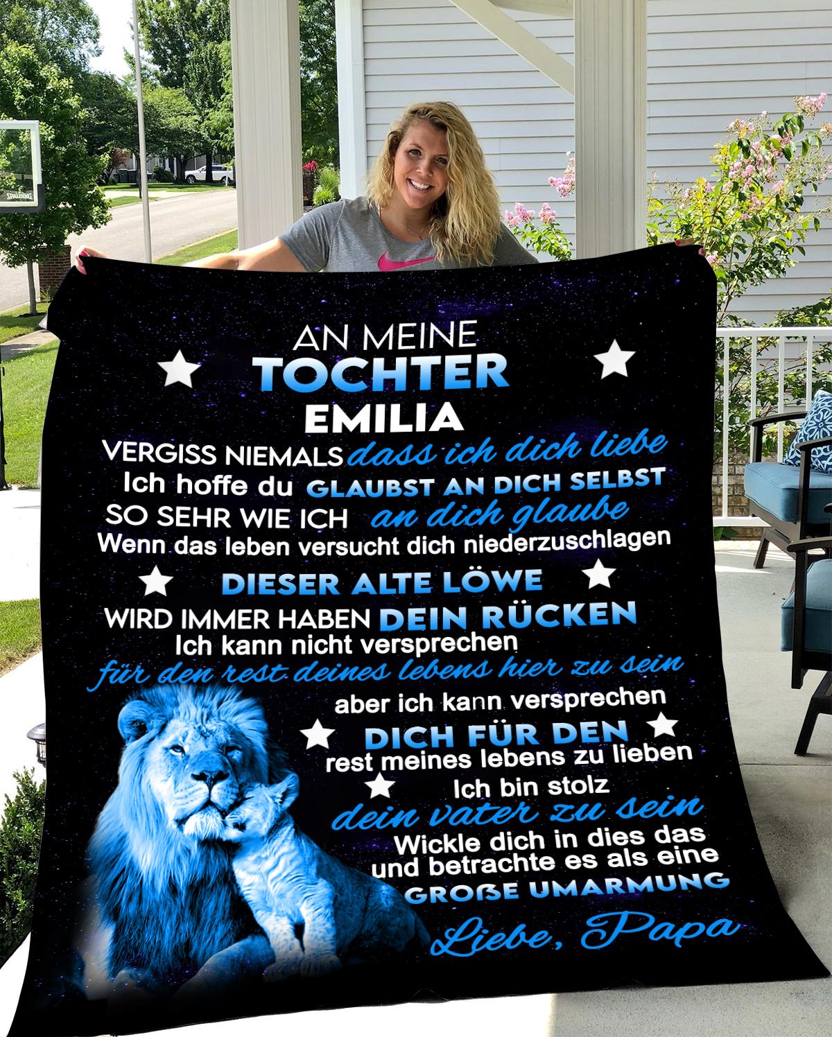 To My Daughter - Personalized Velveteen Plush Blanket - From Dad