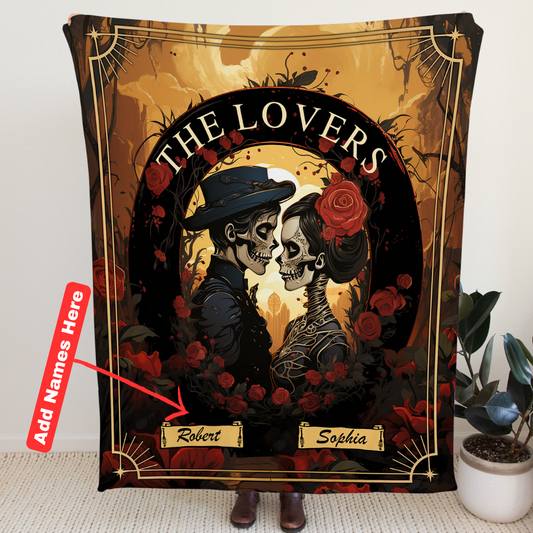 The Lovers Skulls Personalized Halloween Blanket | 50x60