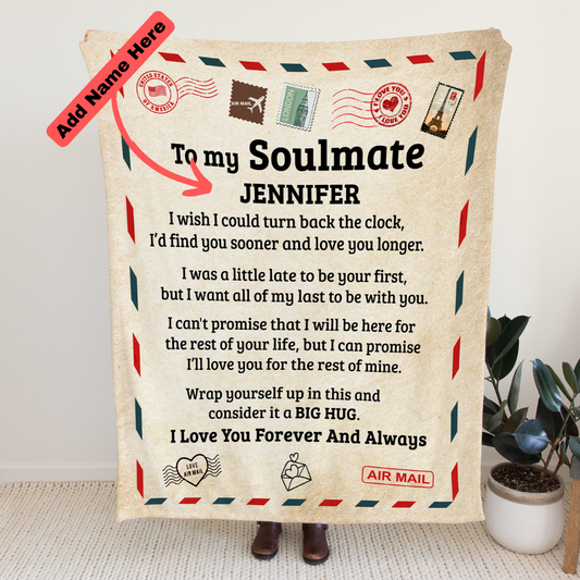 To My Soulmate | Big Hug | Personalized Throw Blanket 50*60