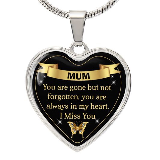 Mum | Gone But Not Forgotten| Graphic Heart Pendant