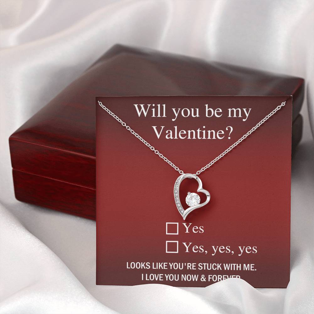 Will You  Be My Valentine - Forever Love Necklace Gift