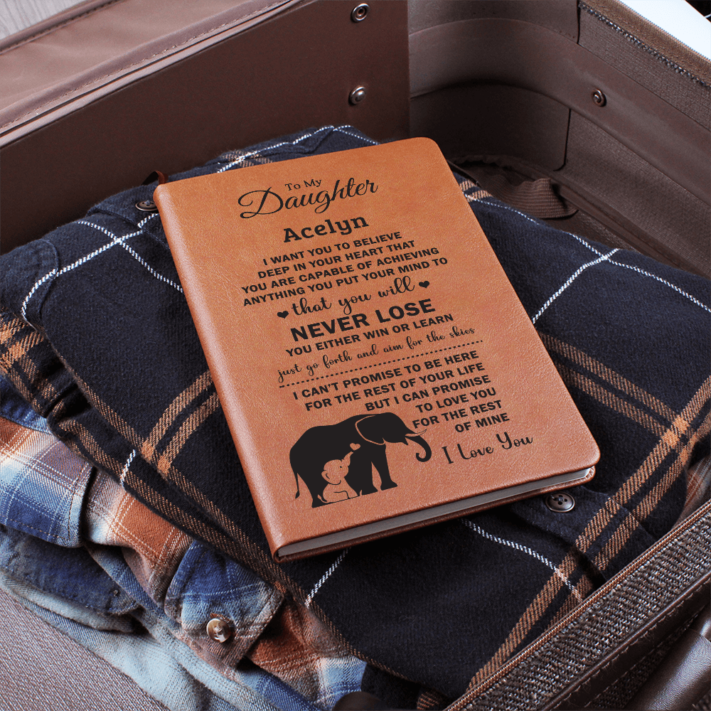 Acelyn - Elephant  Graphic Leather Journal- Daughter