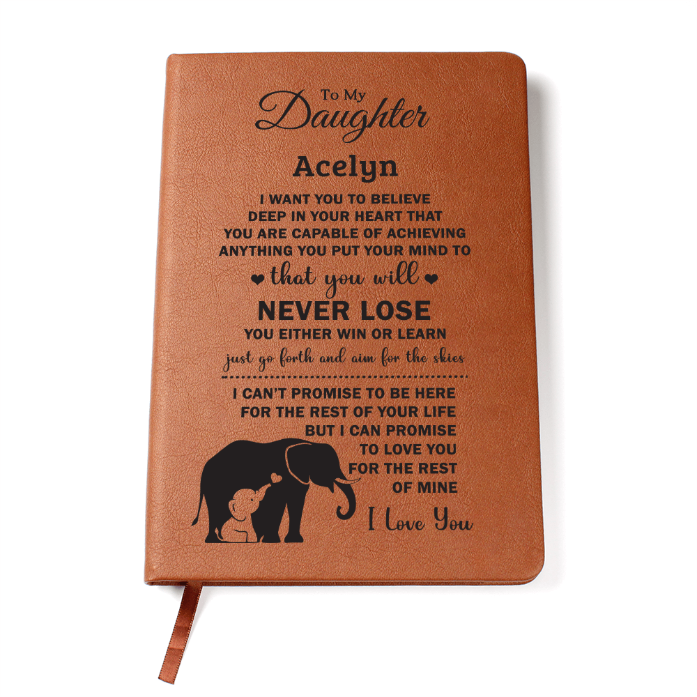 Acelyn - Elephant  Graphic Leather Journal- Daughter