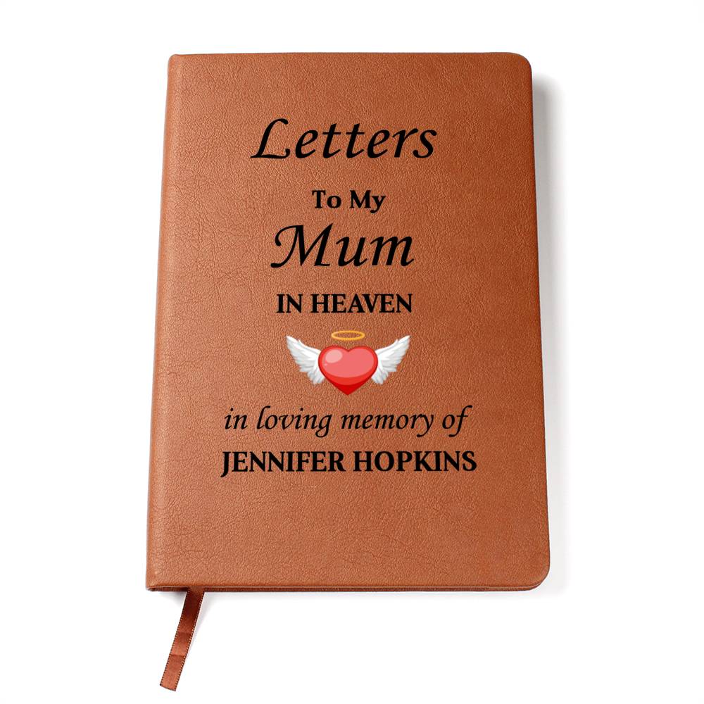 Letters To My Mum in Heaven | Personalised Memorial Leather Graphic Journal