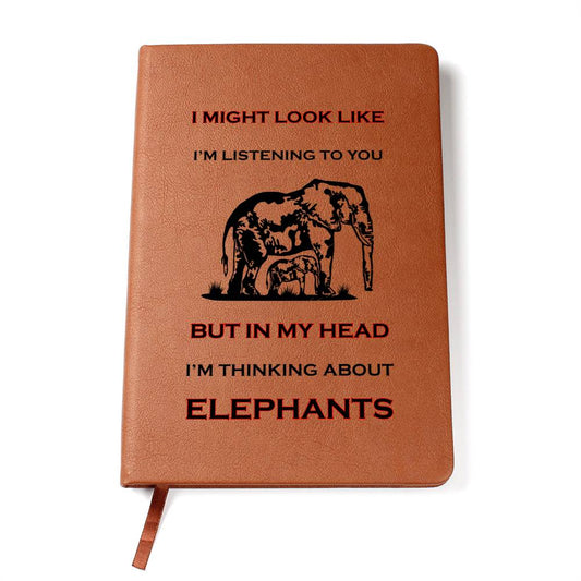 Thinking About Elephants | Leather Journal | Elephants Gifts