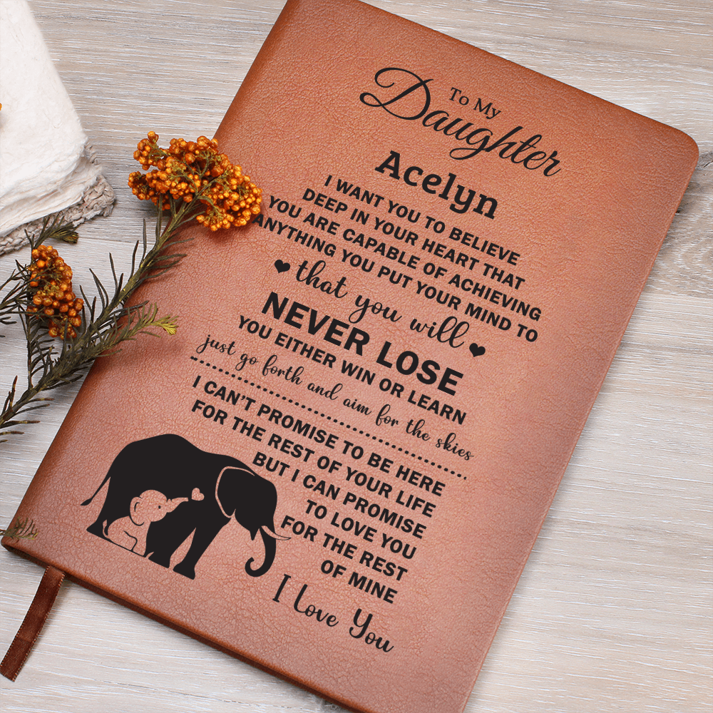 Acelyn - Elephant  Graphic Leather Journal- Daughter