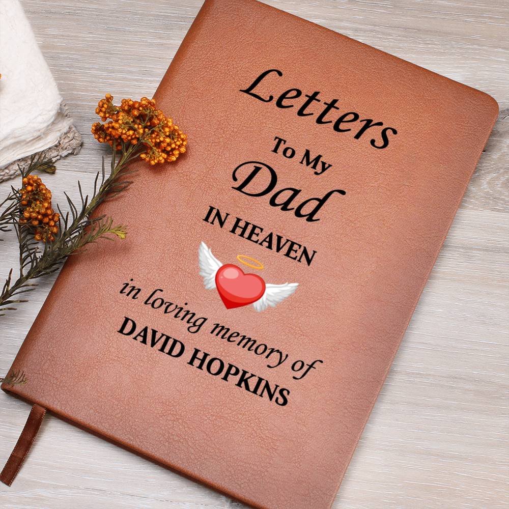Letters To My Dad in Heaven | Personalised Memorial Leather Graphic Journal v2