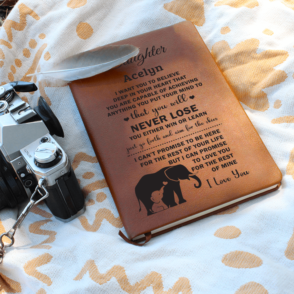 Acelyn - Elephant  Graphic Leather Journal- Daughter