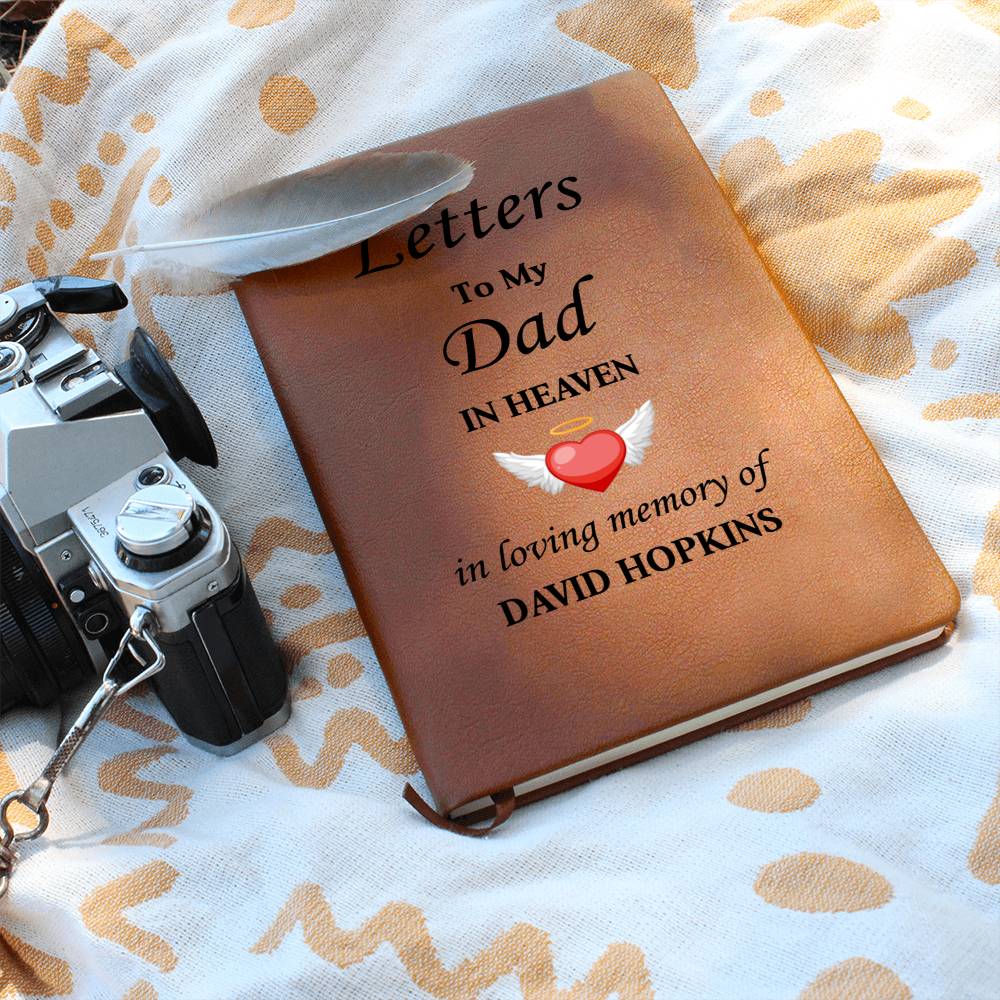 Letters To My Dad in Heaven | Personalised Memorial Leather Graphic Journal v2