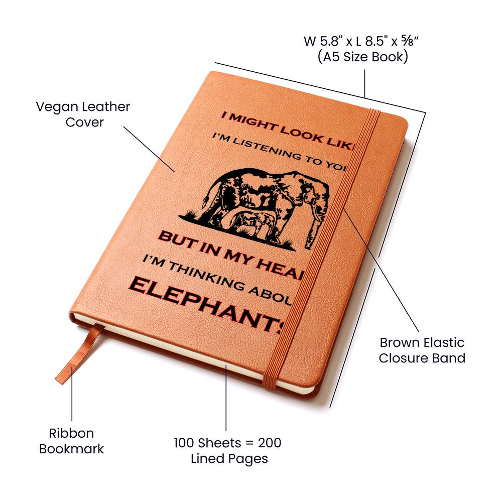 Thinking About Elephants | Leather Journal | Elephants Gifts