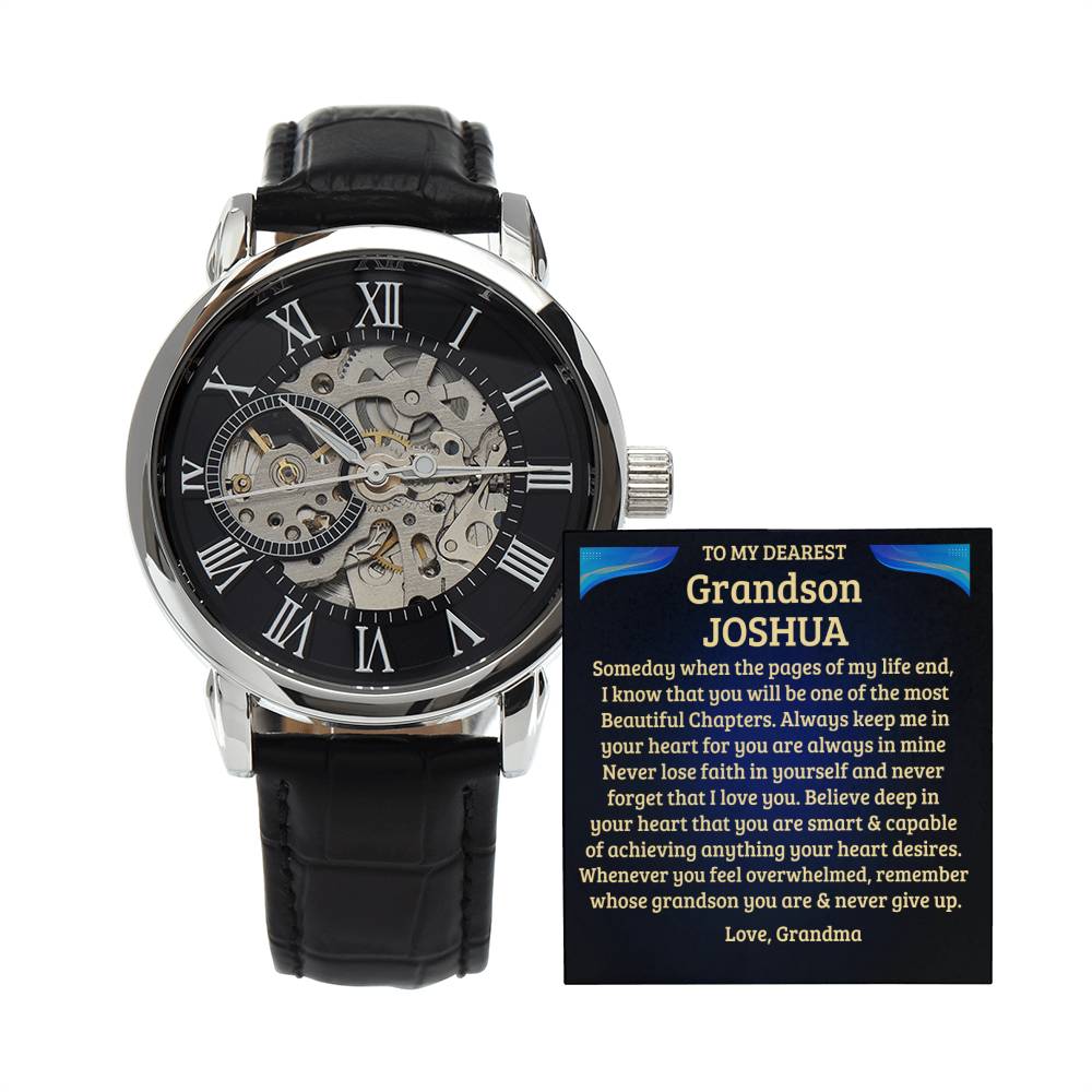 To My Grandson -Beautiful Chapters -  Personalized  Openwork Watch