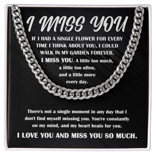 I Miss You | Single Flower | Cuban Link Chain Gift