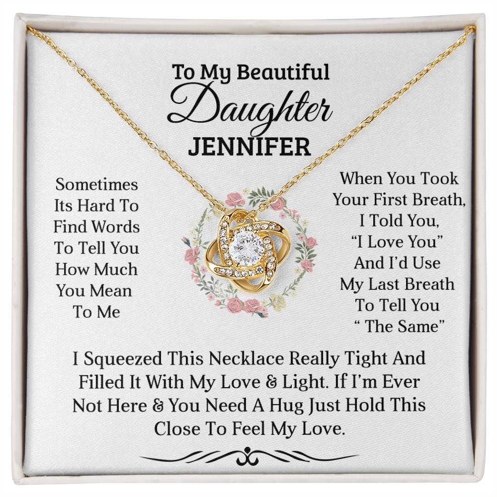 To My Beautiful Daughter | First Breath | Personalised Love Knot Necklace Gift