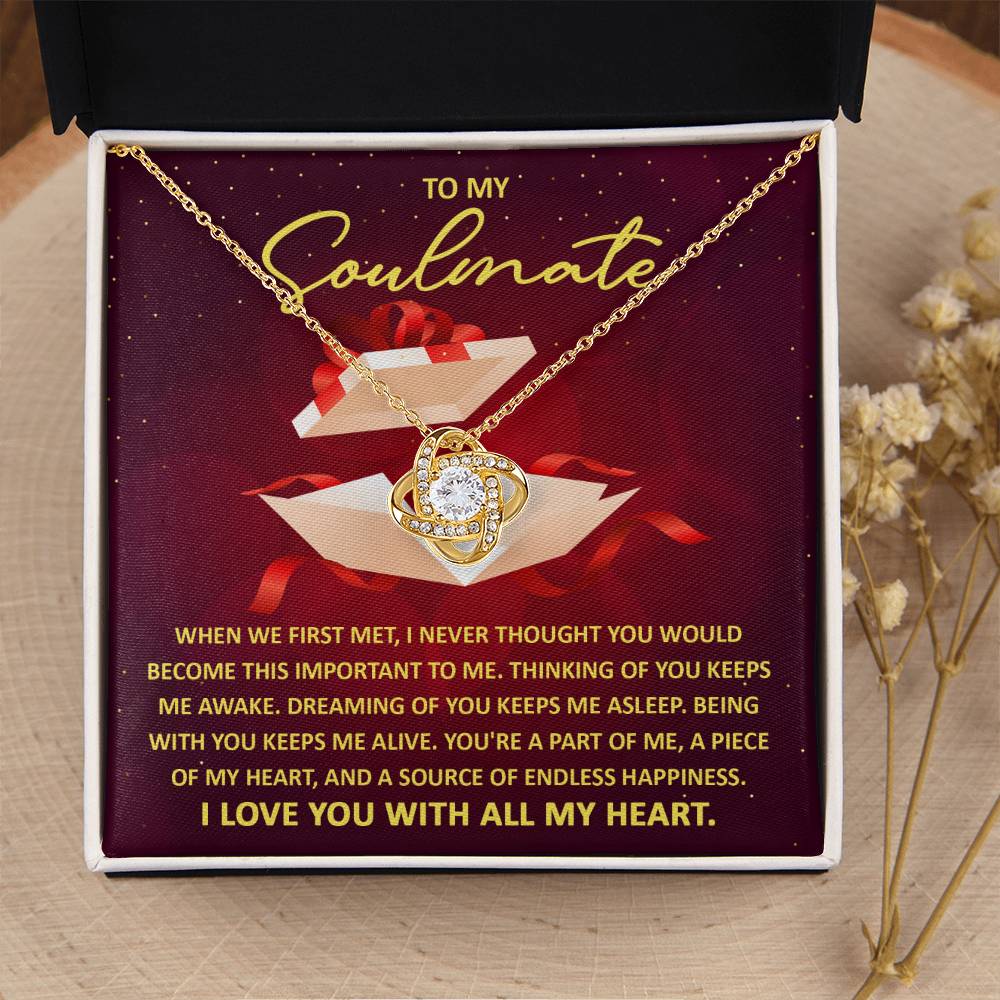 To My  Soulmate - Thinking of You - Love Knot Necklace Gift