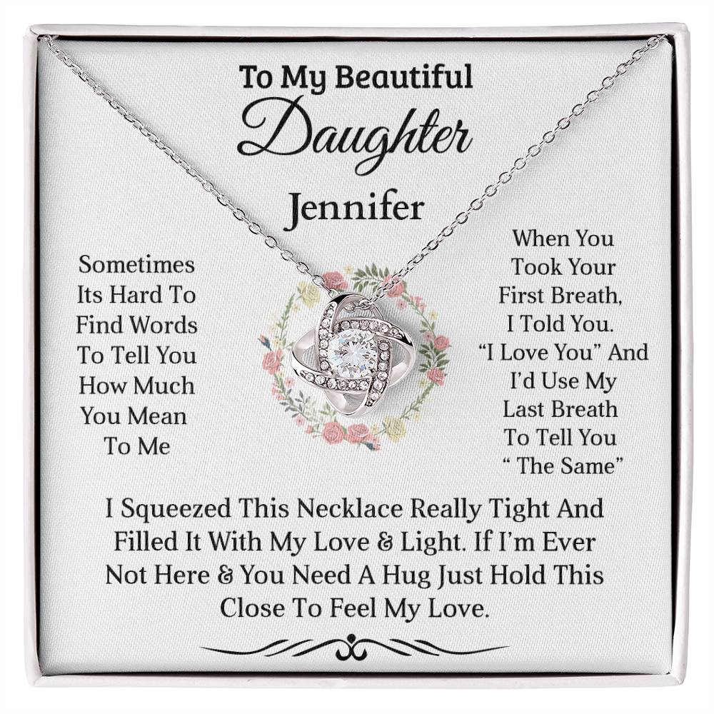 To My Beautiful Daughter - First Breath | Personalised Love Knot Necklace Gift