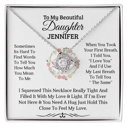 To My Beautiful Daughter | First Breath | Personalised Love Knot Necklace Gift