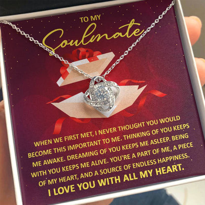 To My  Soulmate - Thinking of You - Love Knot Necklace Gift