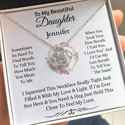 To My Beautiful Daughter - First Breath | Personalised Love Knot Necklace Gift