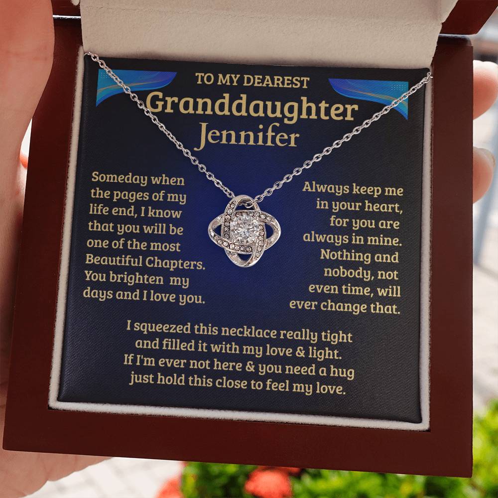 To My Granddaughter | Beautiful Chapter | Personalized Love Knot Necklace