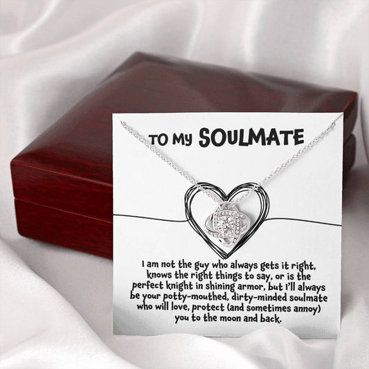 To My Soulmate - Moon & Back - Love Knot Necklace Gift