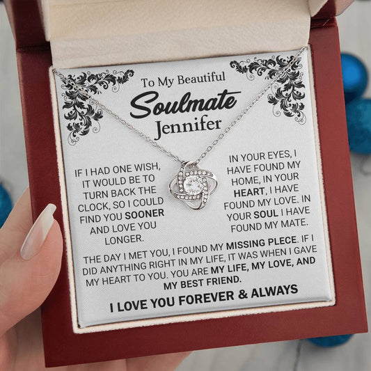 To My Beautiful Soulmate - Personalized Gift - Missing Piece - Love Knot Necklace