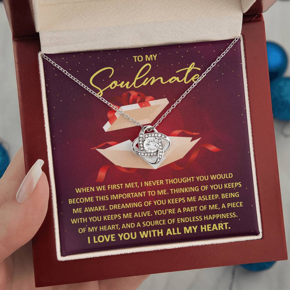 To My  Soulmate - Thinking of You - Love Knot Necklace Gift