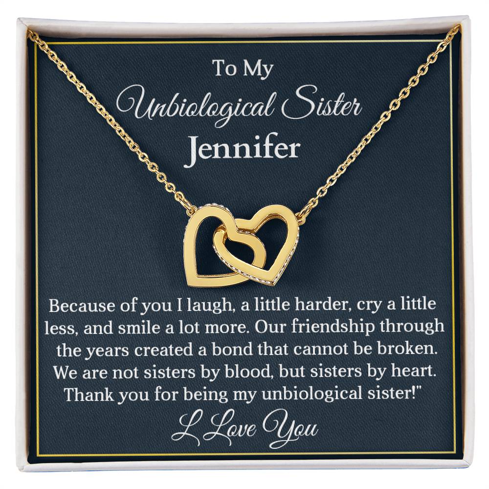 To My Unbiological Sister |  Created a Bond | Interlocking Hearts Necklace