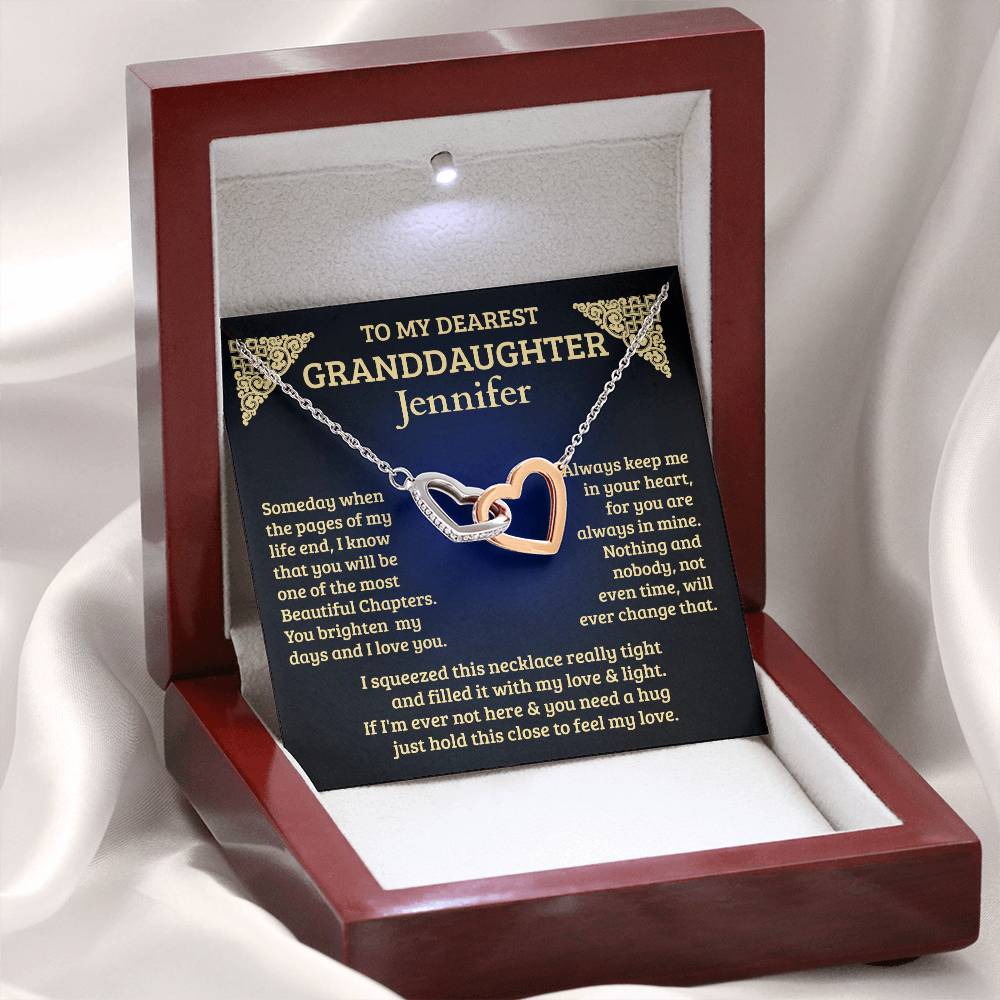 To My Granddaughter - Personalised Interlocking Hearts Necklace -  Beautiful Chapters