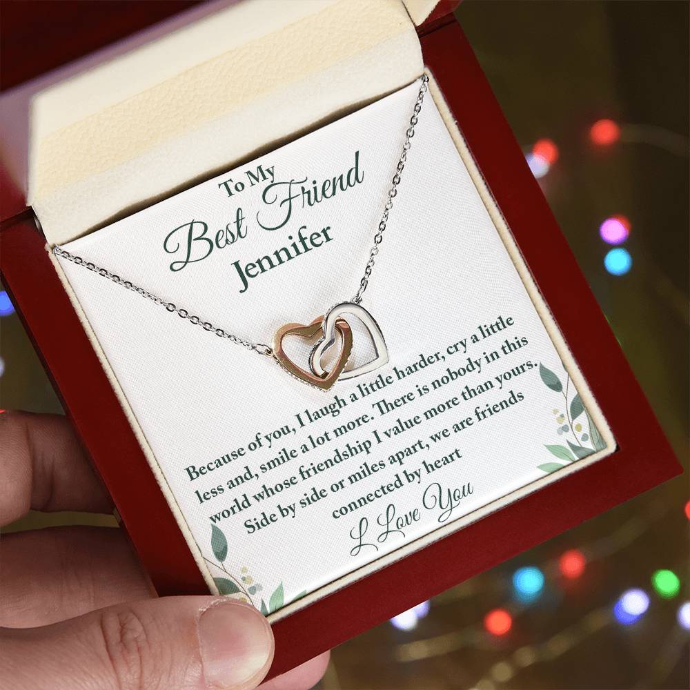 To My Best Friend |  Because of You| Interlocking Hearts Necklace
