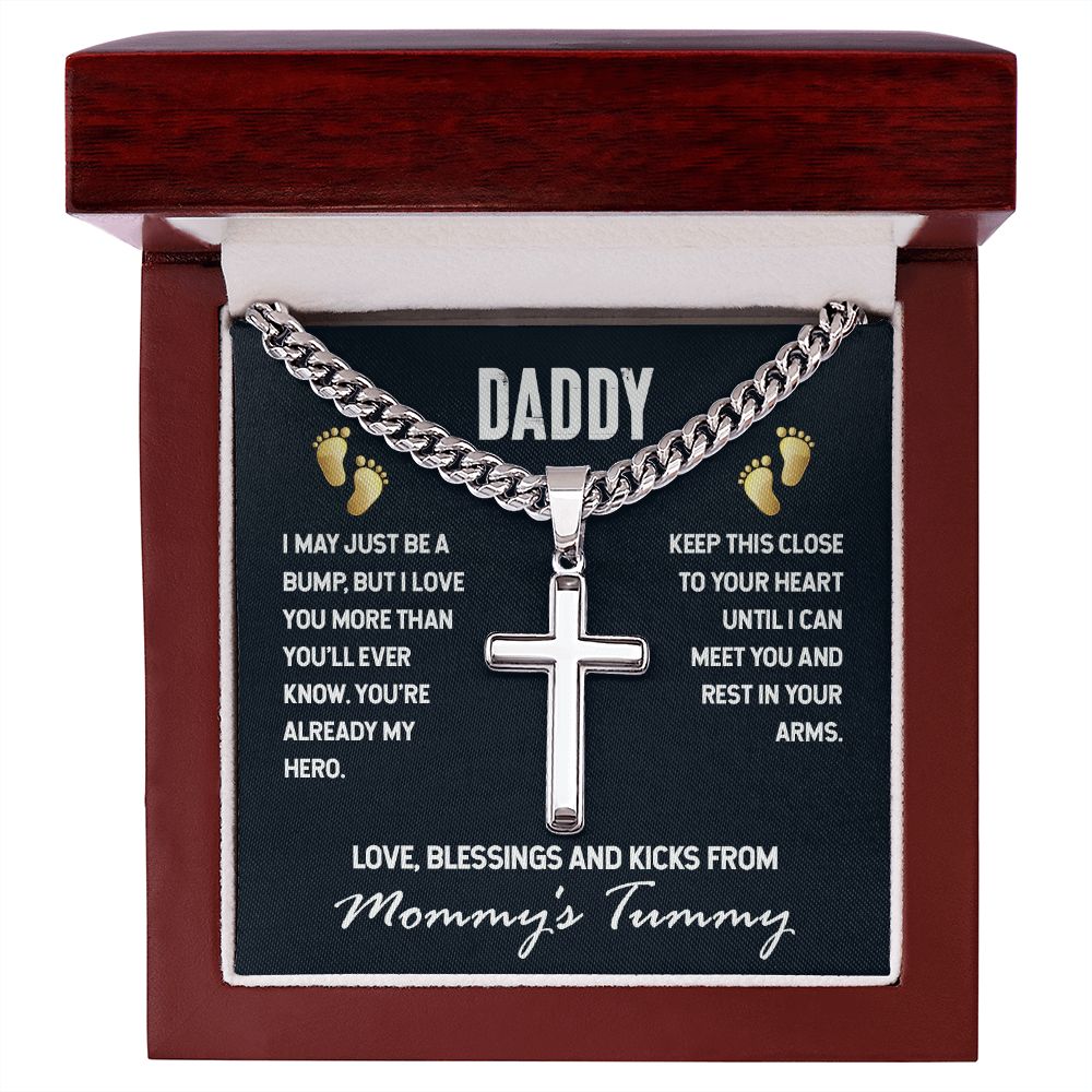 Daddy To Be | Cuban Chain with Artisan Cross Necklace | Bump