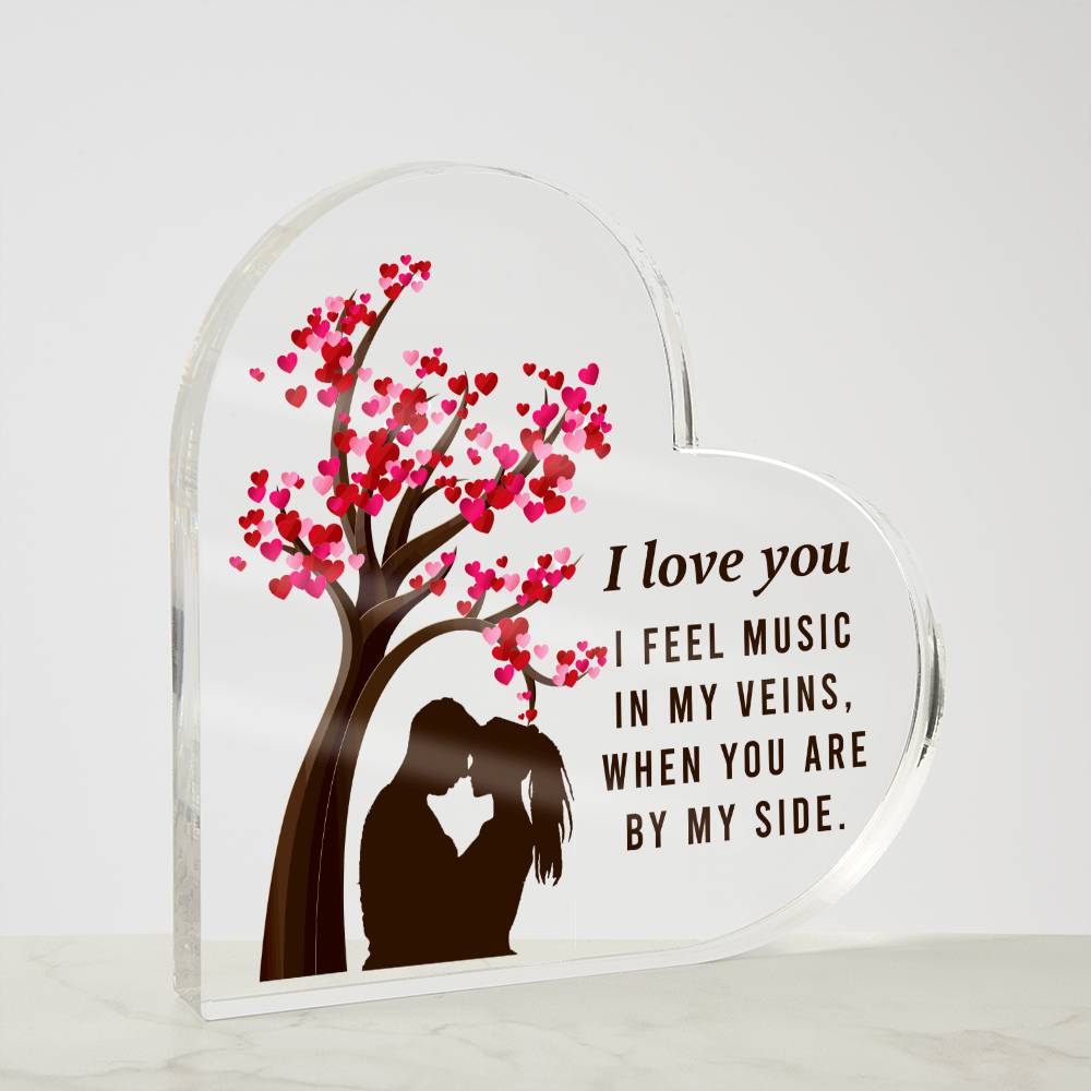 To My Soulmate | Music in my veins | Printed Heart Shaped Acrylic Plaque