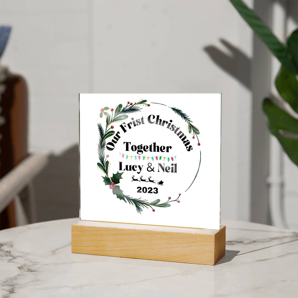 Our First Christmas Together  | Personalized Square Acrylic Plaque