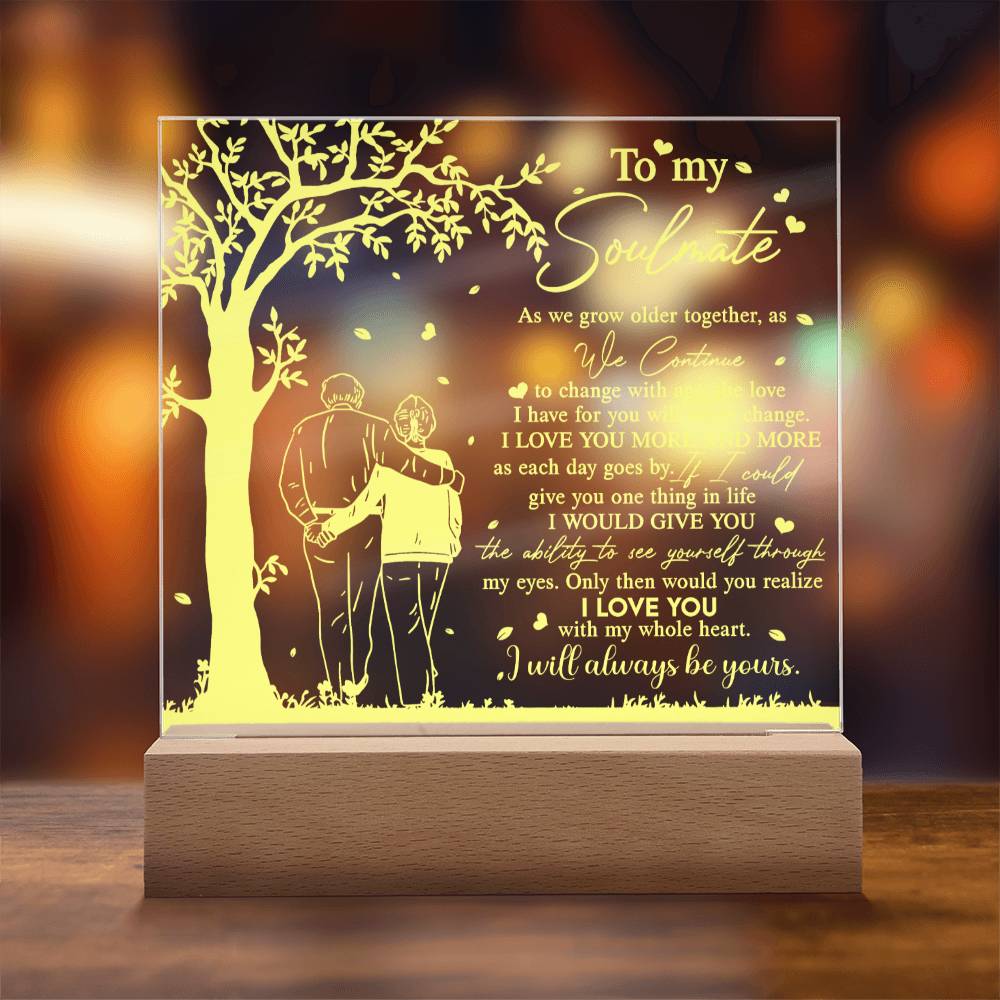 To My  Soulmate - Grow Older Together - Night Light  Acrylic Square Plaque Gift