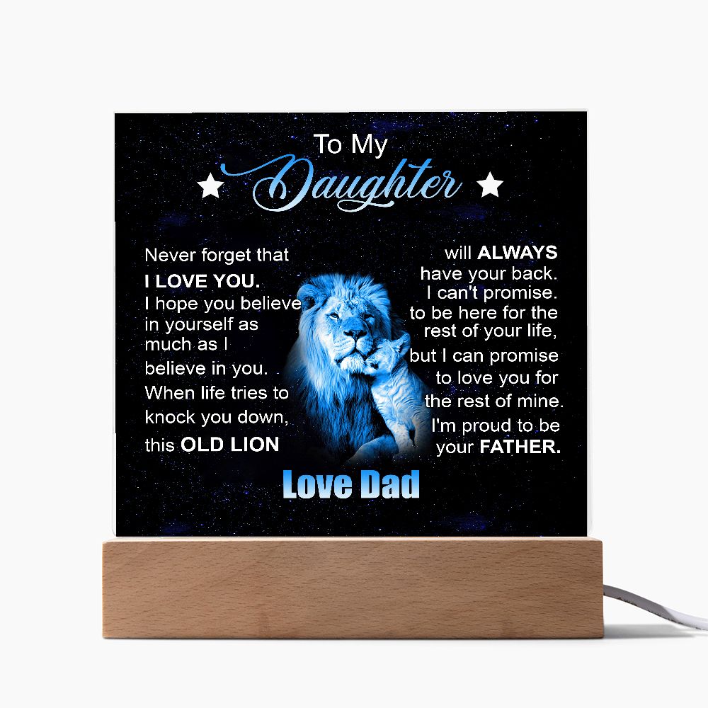 To My Daughter | Square Acrylic Plaque | Old Lion