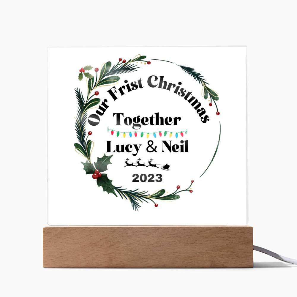Our First Christmas Together  | Personalized Square Acrylic Plaque